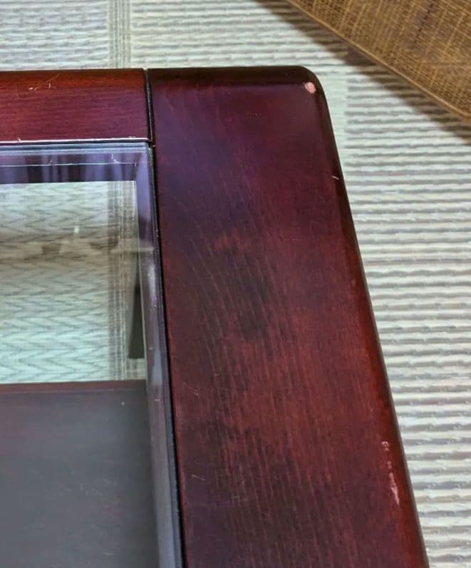 カリモク　ガラステーブル　ローテーブル　アンティーク　モダン　ガラス天板