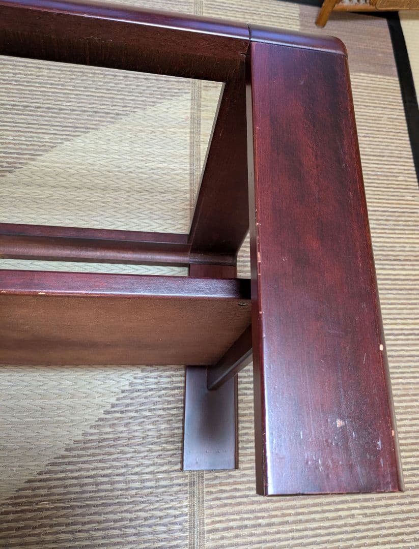 カリモク　ガラステーブル　ローテーブル　アンティーク　モダン　ガラス天板