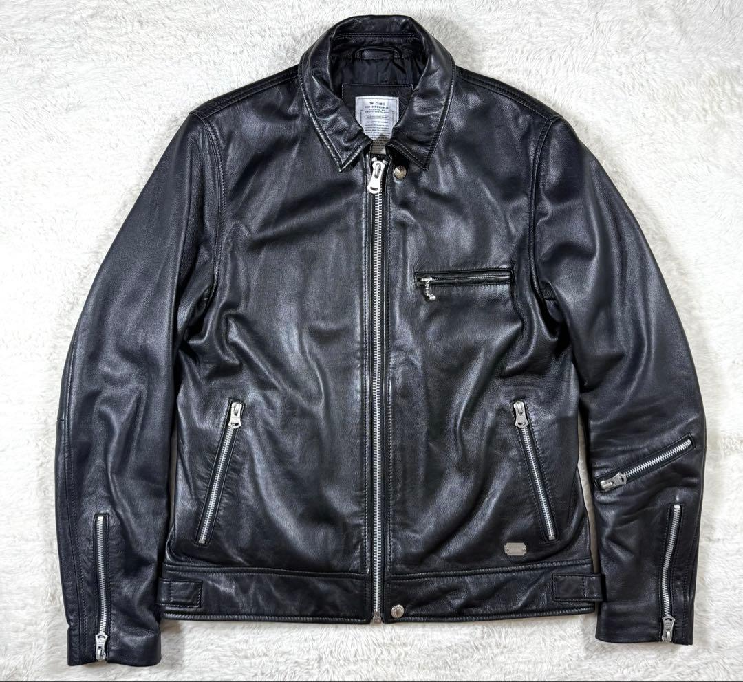 CRIMIE シングル ライダースジャケット レザージャケット 羊革 M