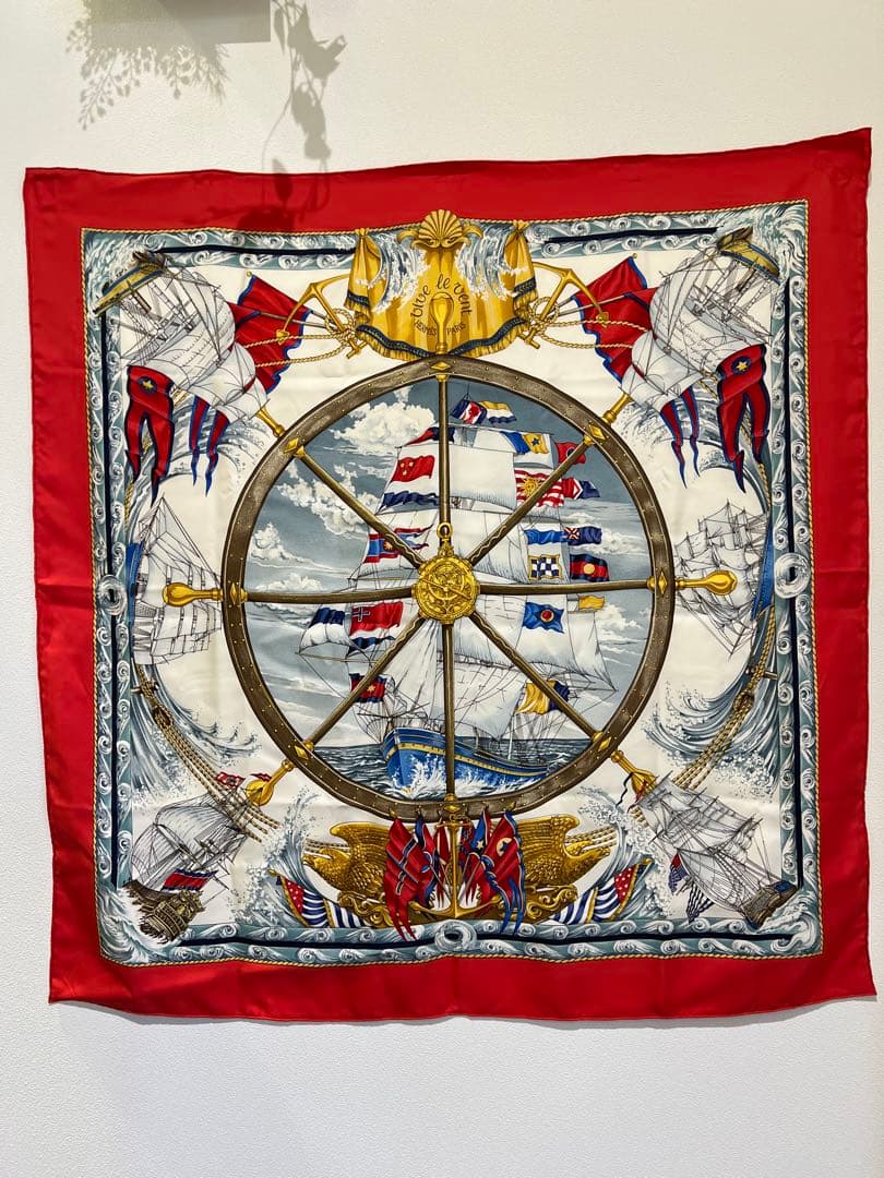 エルメススカーフ カレ90 朱赤ヨット帆柄