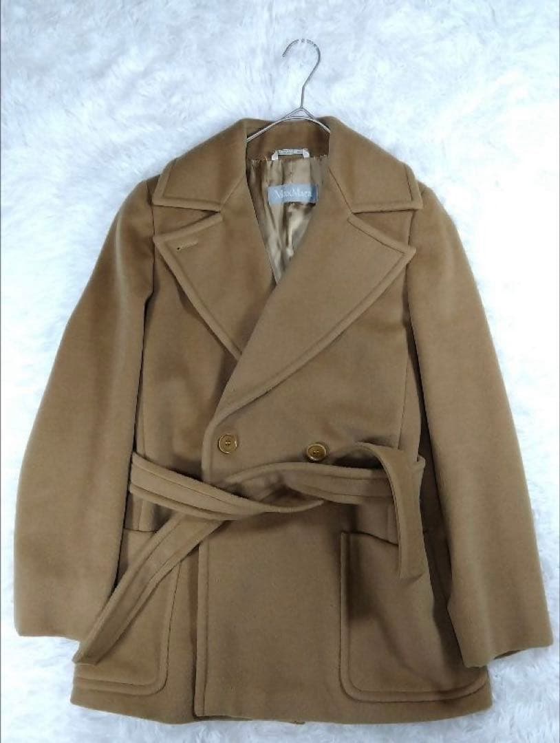 Max Mara ピュアウール キャメル　ガウンコート 38 上質　ベルテッド