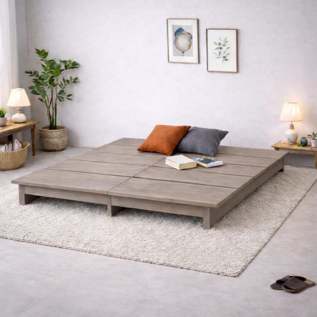 【新品】すのこベッド ベッドフレーム ダブルサイズ 木製 ロータイプ