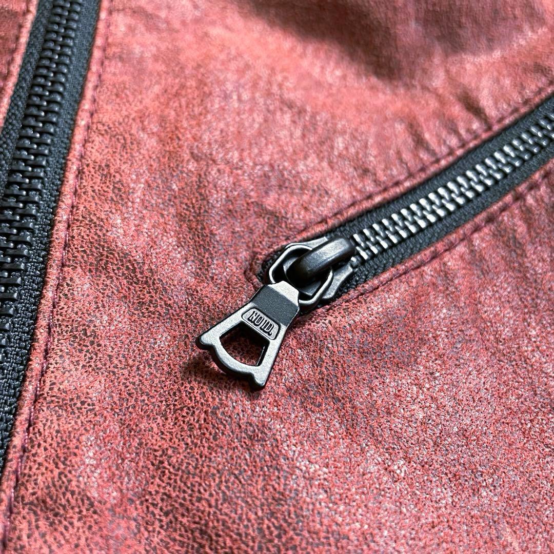 【美品】NO ID. レザージャケット　 加工 豚革 1 フード　春 レザー