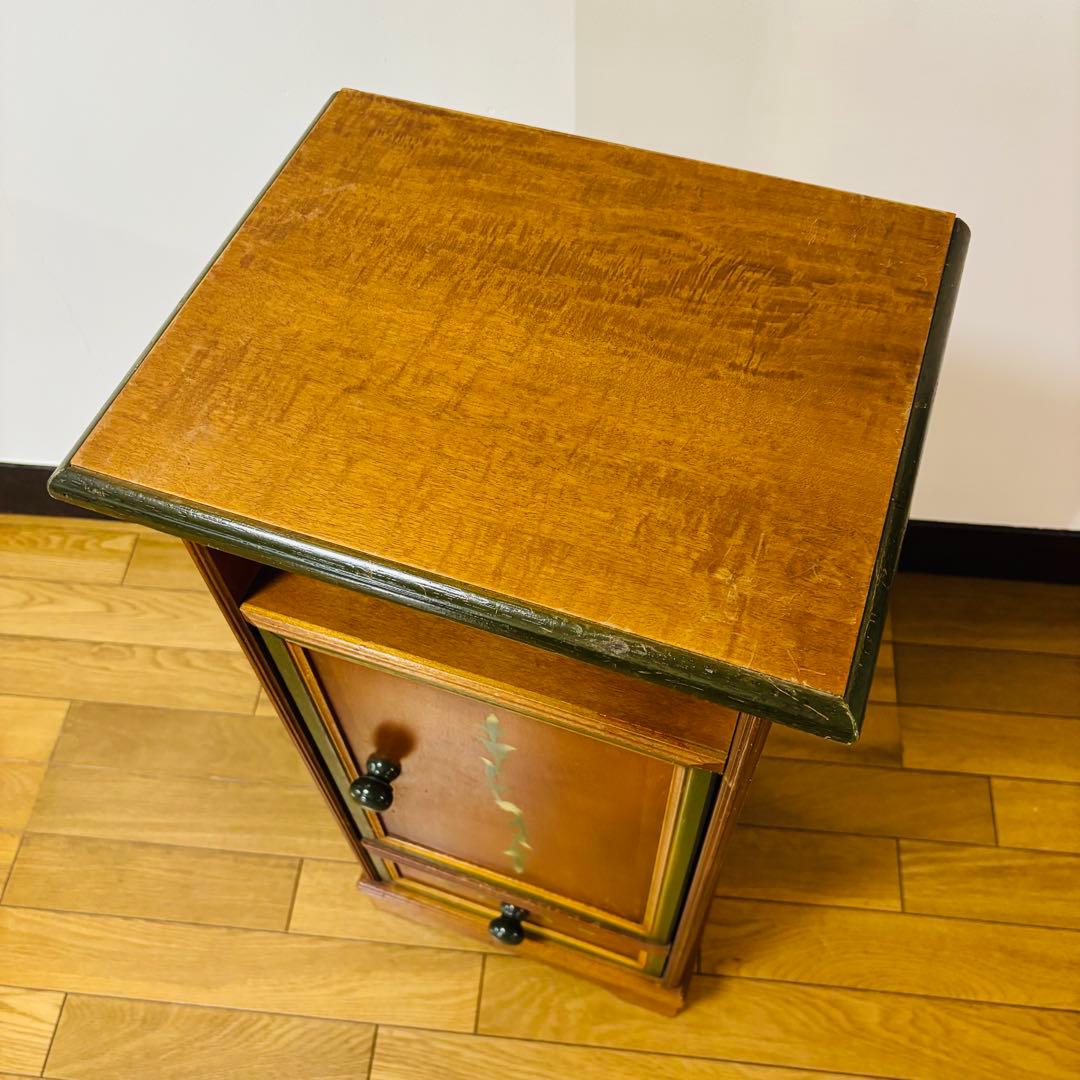 【サイドチェスト】イタリア　木製　象嵌細工　収納　引出　花台　飾り台　インテリア