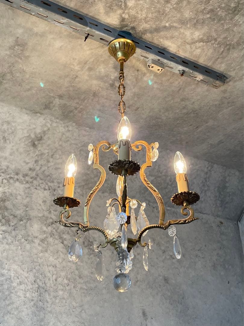 4-3. フランス アンティーク シャンデリア 4灯 Bird Cage ガラス