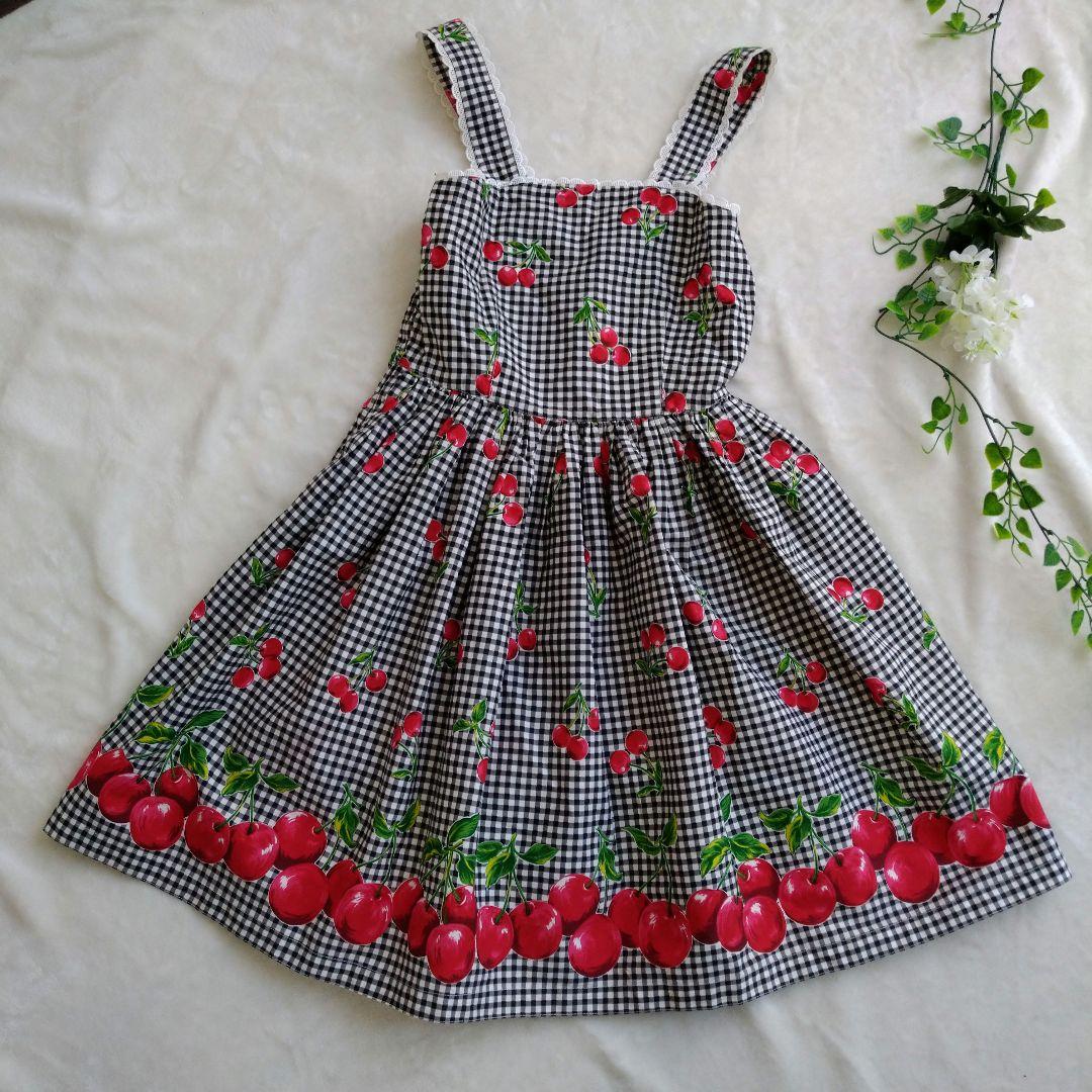 エミリーテンプル キャミソールワンピース さくらんぼ チェック 150