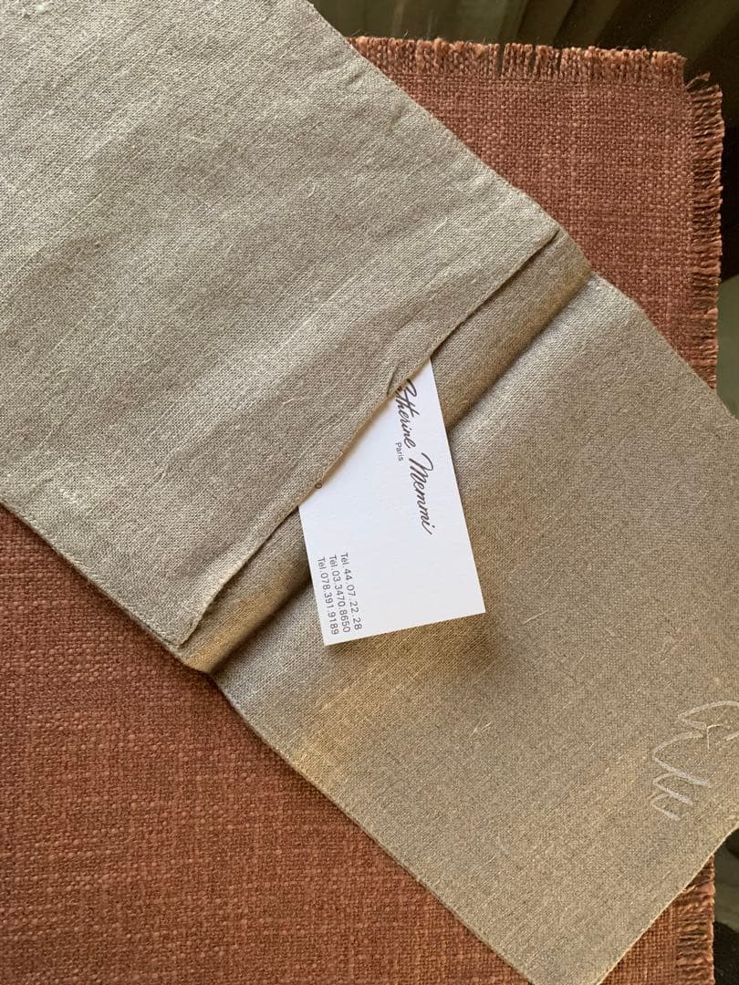 カトリーヌメミ　ビンテージ麻クッション2個と麻ノートカバー・サシェ入れ6点セット