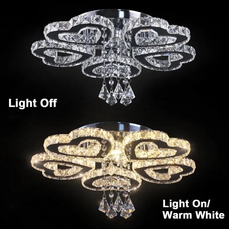 シャンデリア 5ハート型 クリスタル LED シーラングライト スワロフスキー