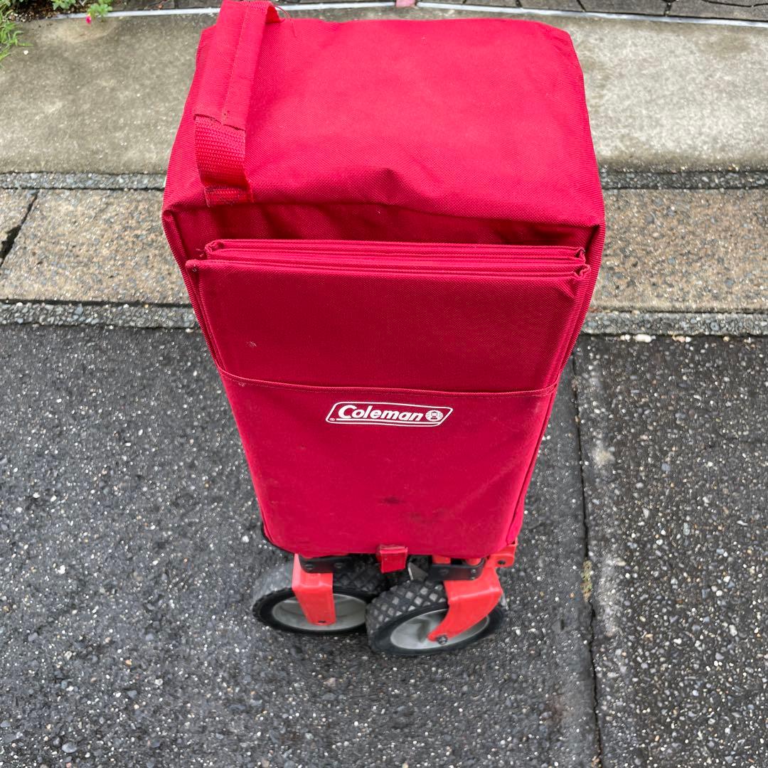【発送不可。引き取り限定】Coleman 赤 キャリーカート 折りたたみ式
