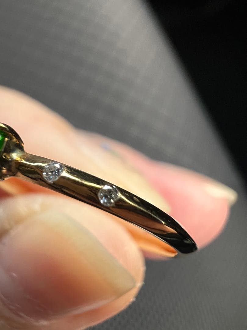 ホーステール入り デマントイドガーネット リング k18 YG 11号