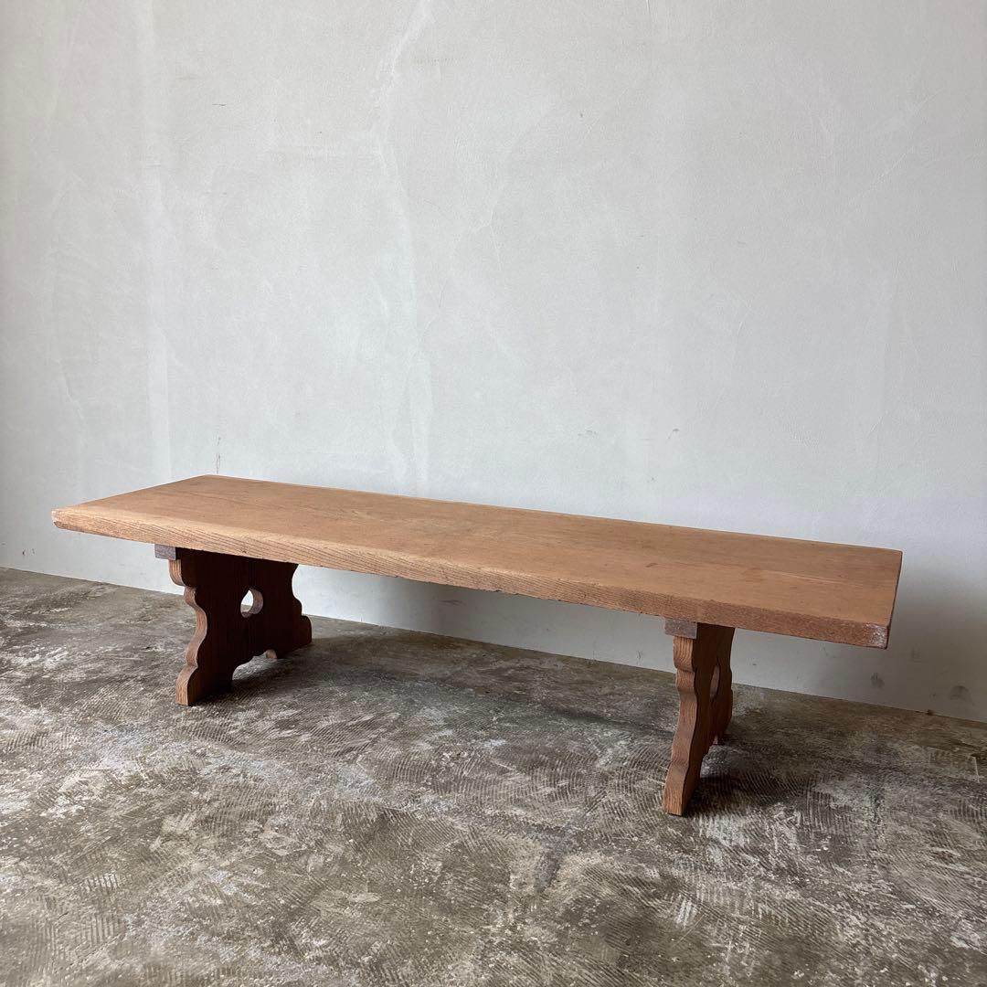 欅材の飾り台　ローテーブル　文机　白木　木地　無塗装　剥離家具　無垢材　ハート