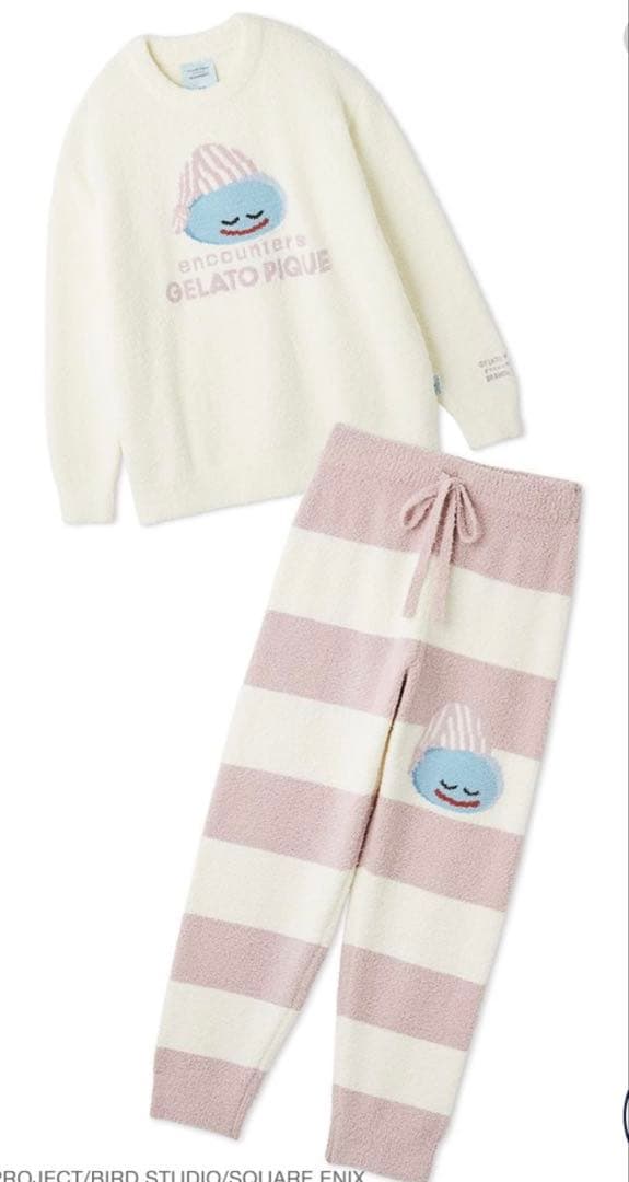 【新品】ドラクエ×ジェラピケ　ベビモコプルオーバー&ボーダーロングパンツセット