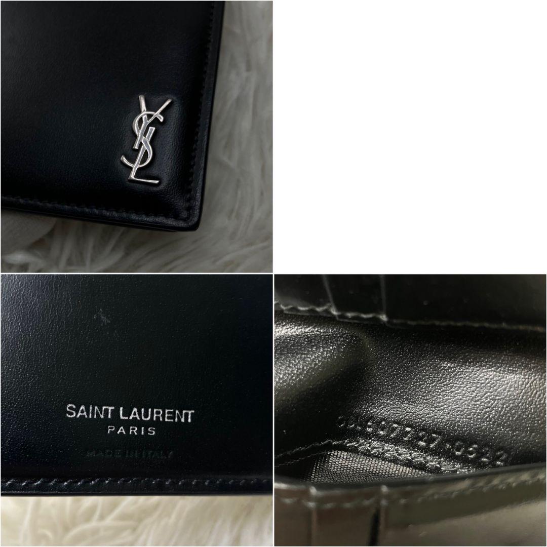 極美品✨ サンローラン 二つ折り財布 タイニー カサンドラ レザー 黒