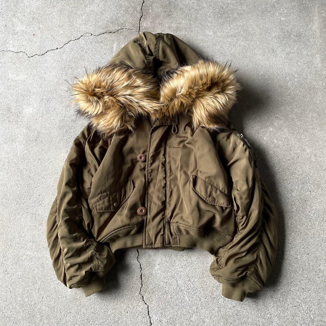 N2B flight bomber jacket N-2B khaki 短丈 M