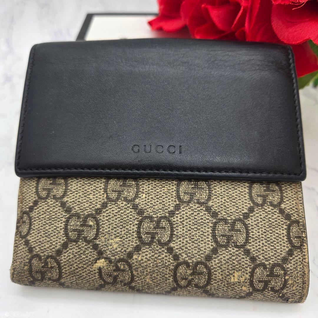 【希少】 GUCCI グッチ 折り財布 財布 GG スプリーム ブラック 黒