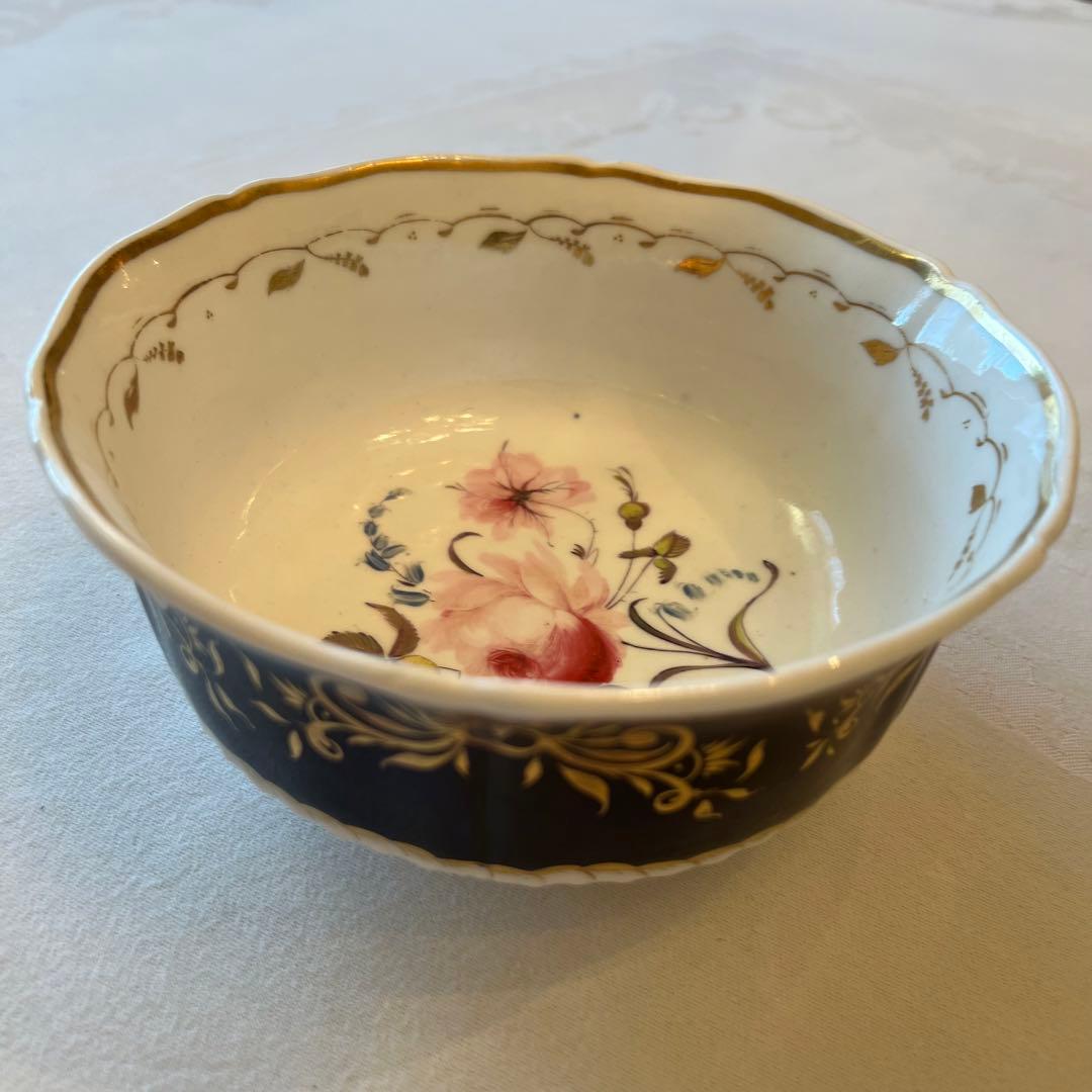 【英国アンティーク】希少　古窯　金彩　花絵　ローズ　スロップボウル　1800年代