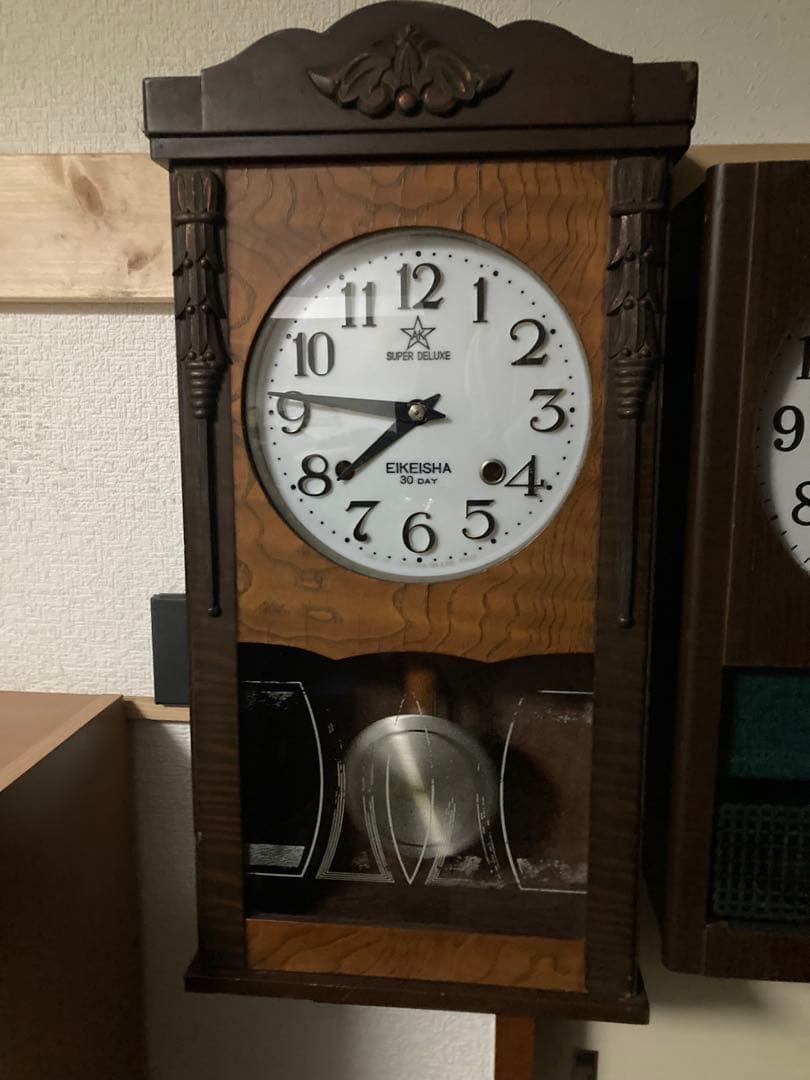 アンティーク栄計舎30DAY 柱時計 稼働中 宮型本打ち式時計