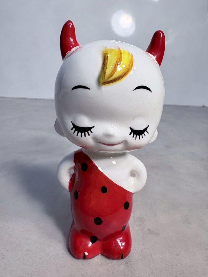 内藤ルネ 鬼の子 陶器 置物 RUNE 昭和レトロ フィギュリン 高さ約6cm