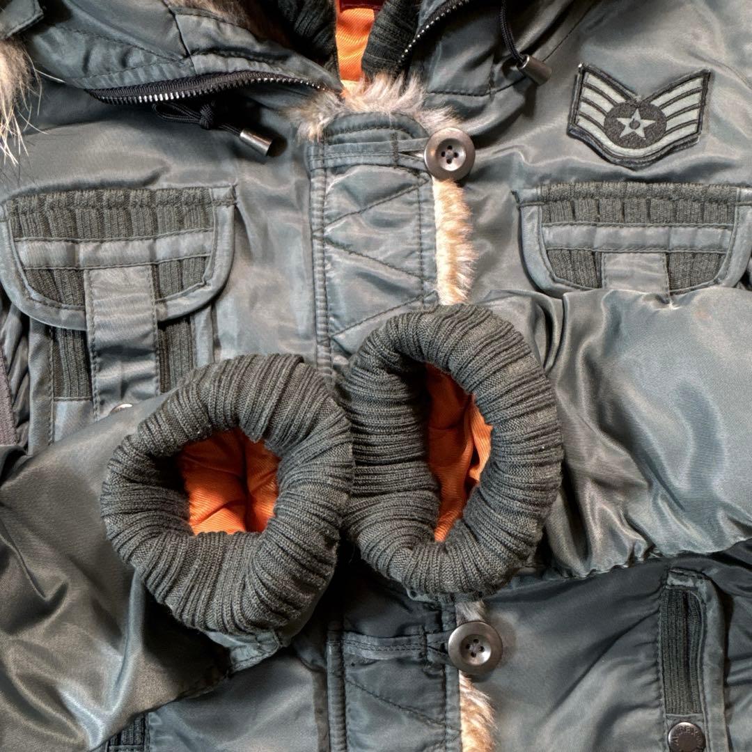 希少カラー 美品 AVIREX N-2B ミリタリー ジャケット ファー 短丈