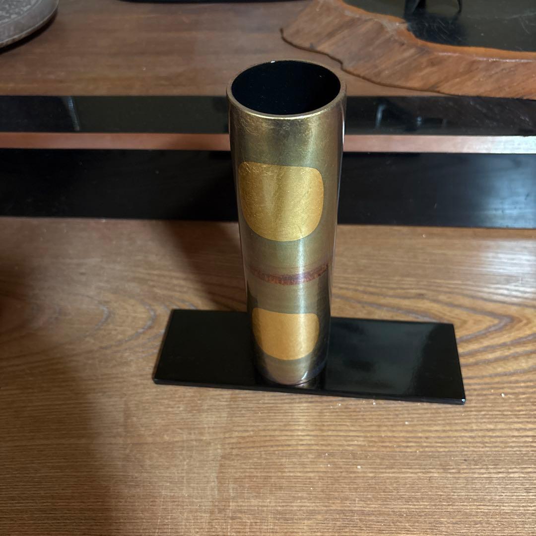 金沢手打箔　円筒形 花瓶スタンド ゴールド 10％値下げしました