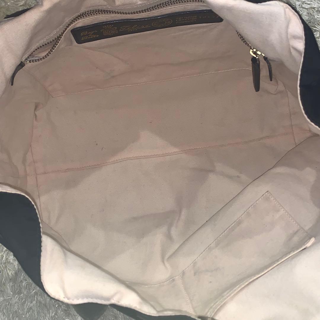 美品✨フェリージ トートバッグ 巾着 ナイロン レザー ブラック