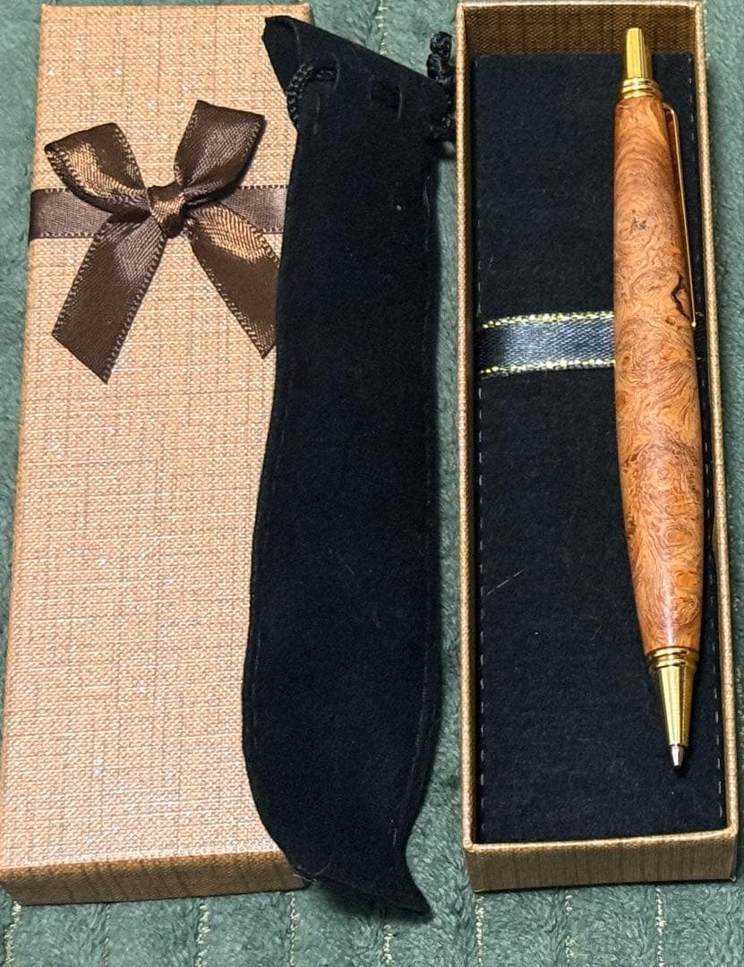 木軸シャープペンシル　花梨瘤　葡萄杢