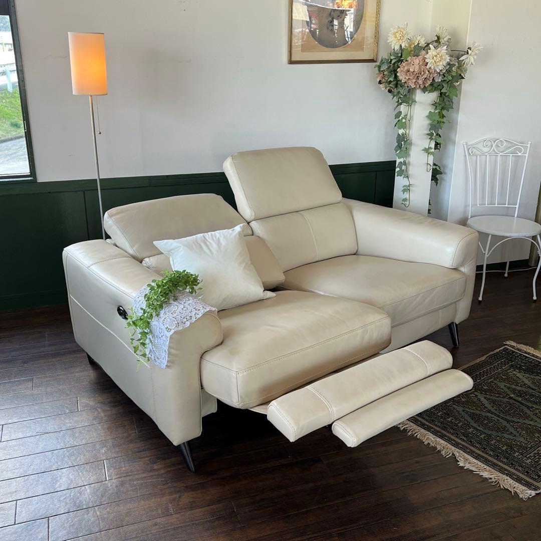 k073 くつろぎの電動リクライニングソファ 2人掛け 左右セット アイボリー