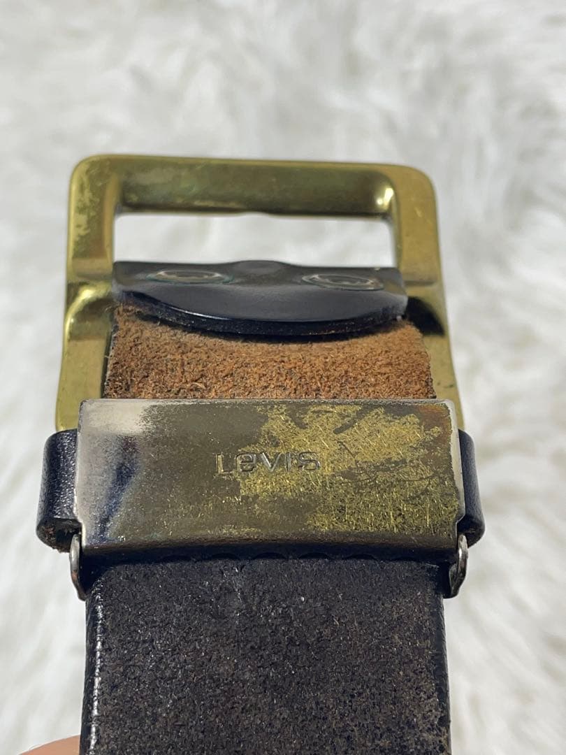 希少　Levi’s オールドレザー　レザーベルト 本革 ヴィンテージ　ブラック