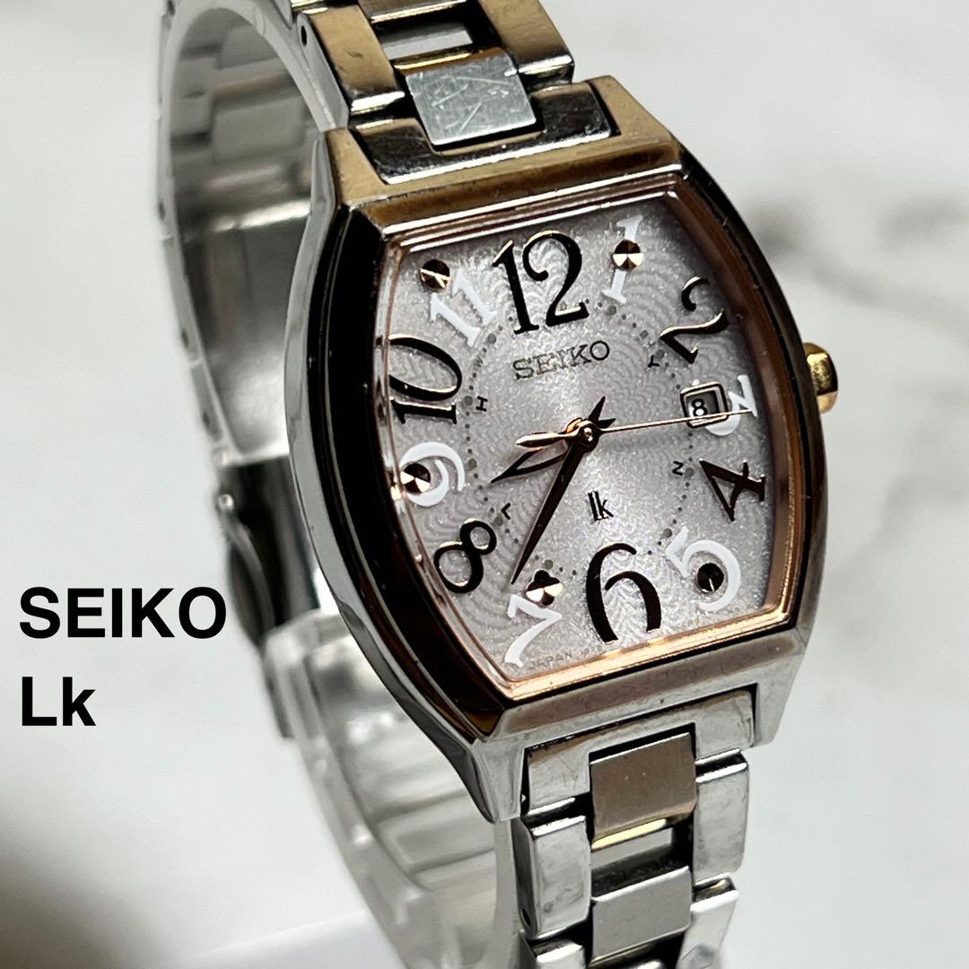 稼働美品 セイコーLk レディース腕時計 トノー型 1B22-0BB0 ピンク