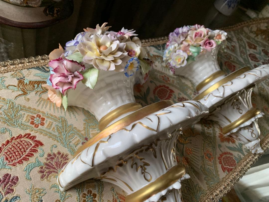 イタリア製　陶花　ビンテージ壁掛け豪華な陶花2セット美品綺麗です！