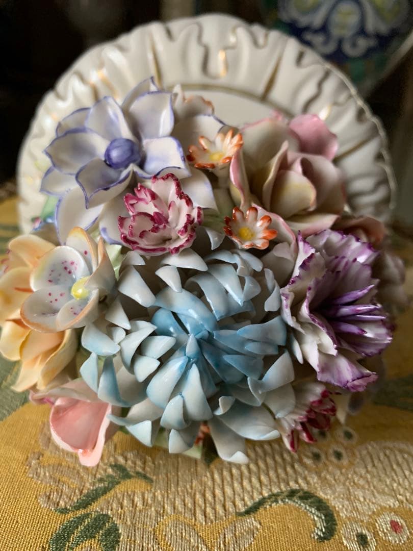 イタリア製　陶花　ビンテージ壁掛け豪華な陶花2セット美品綺麗です！