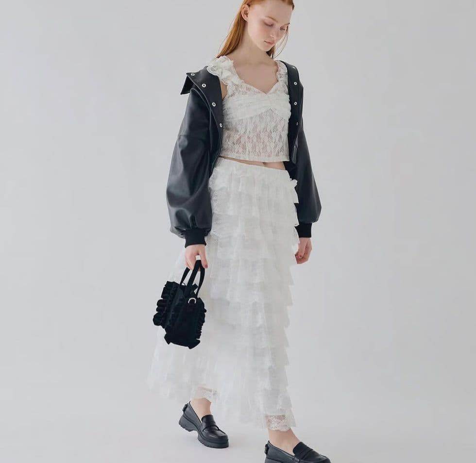 トリートユアセルフ girly lace frill long skirt