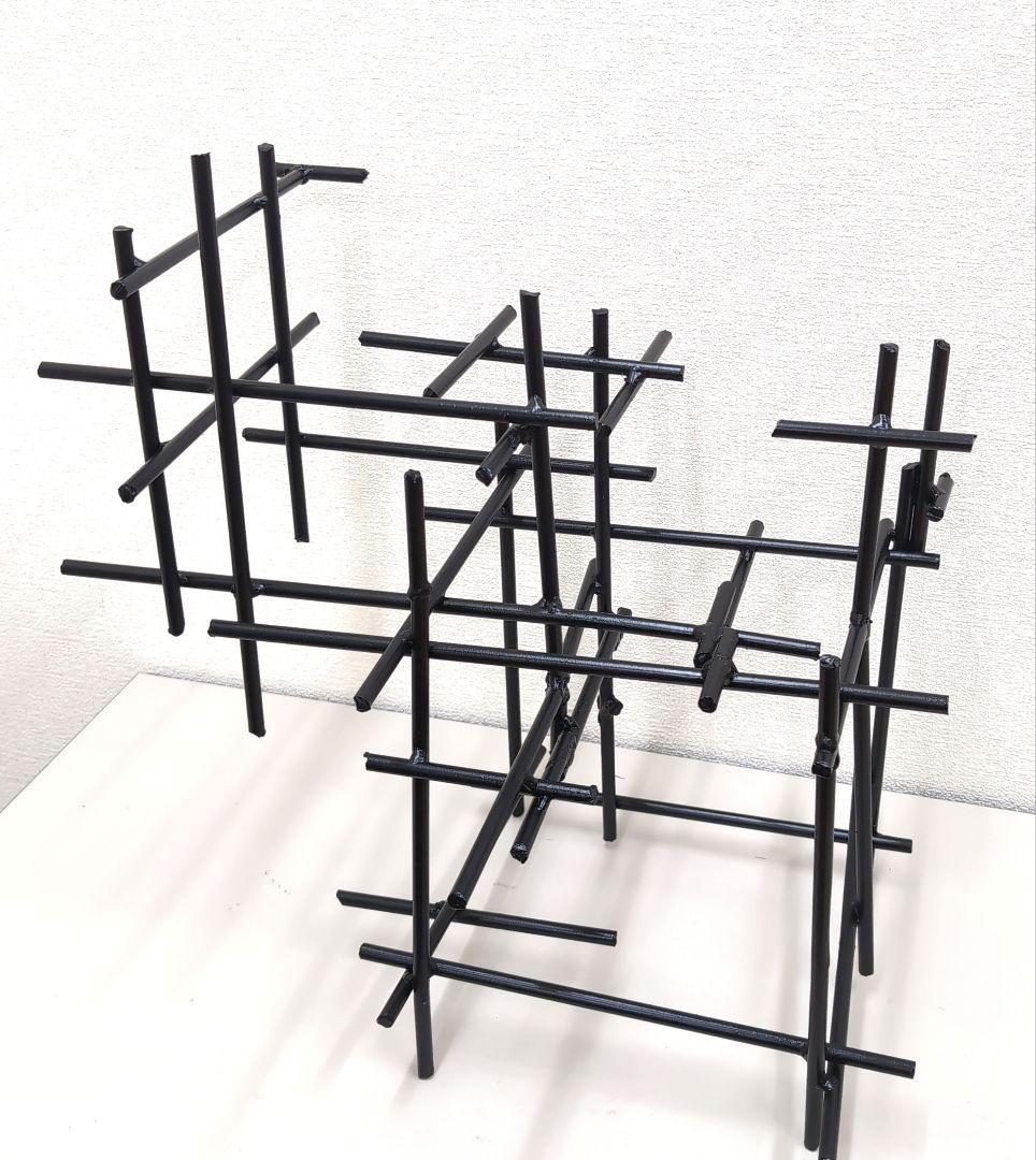 花留　丸鉄棒　生け花　華道　鉄花器　変形花器