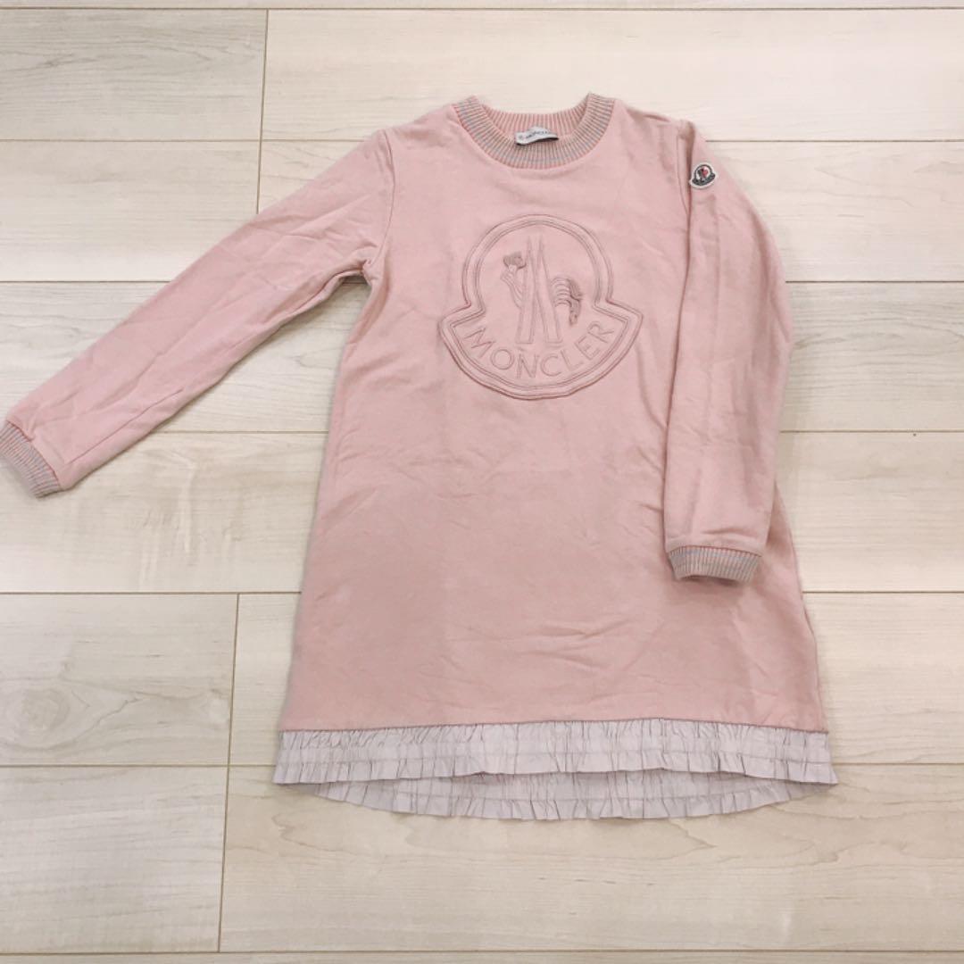 モンクレール　キッズ　ワンピース　ピンク　ビックロゴ　140 MONCLER