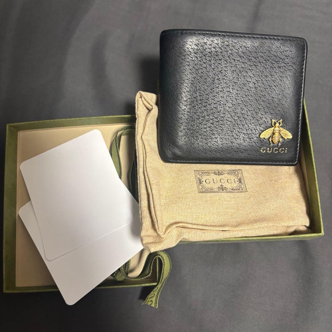 [あんしん鑑定]GUCCI アニマリエ 二つ折り財布 ハチ