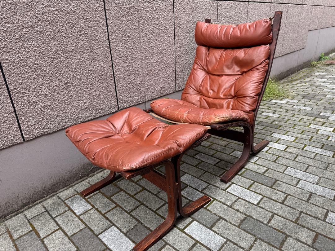 ブラウンレザー リクライニングソファ