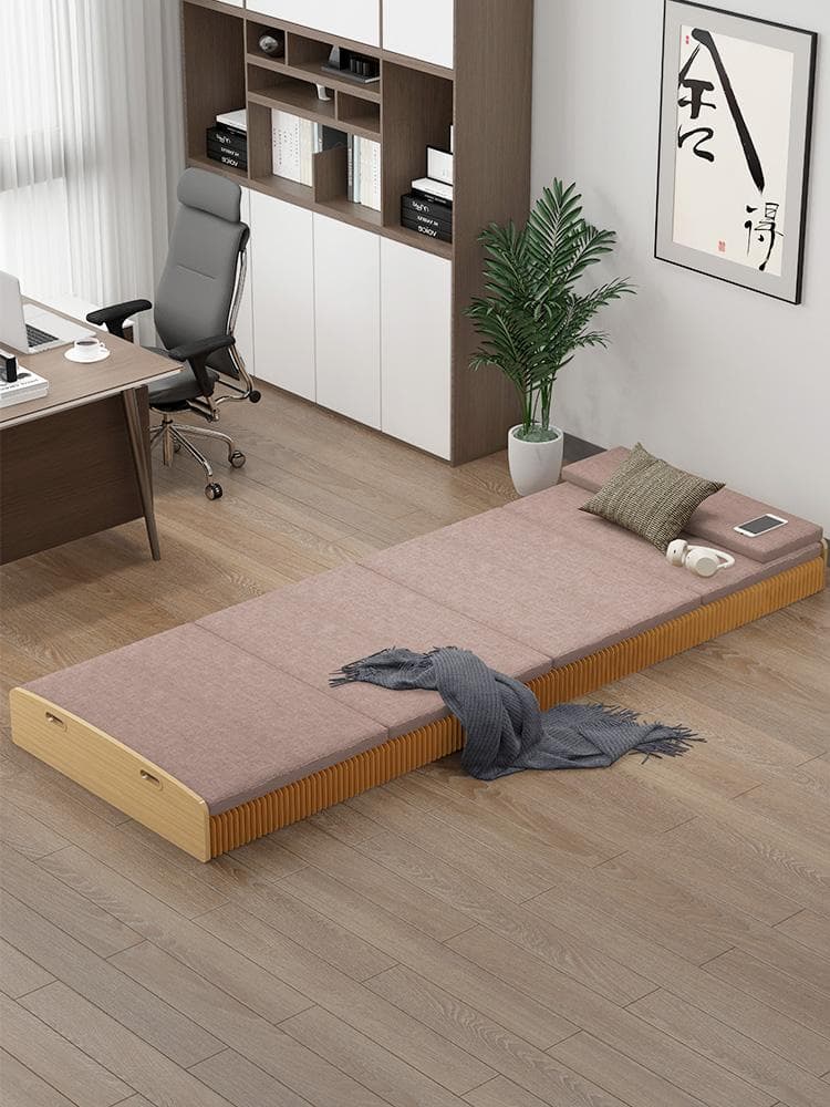 ペーパー折りたたみベッド幅80㎝高さ23㎝組立不要 マットレス付き 一人暮らし