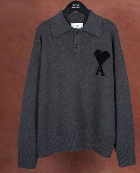 AMI PARIS ハート刺繍 セーター 男女兼用 秋冬ニット M