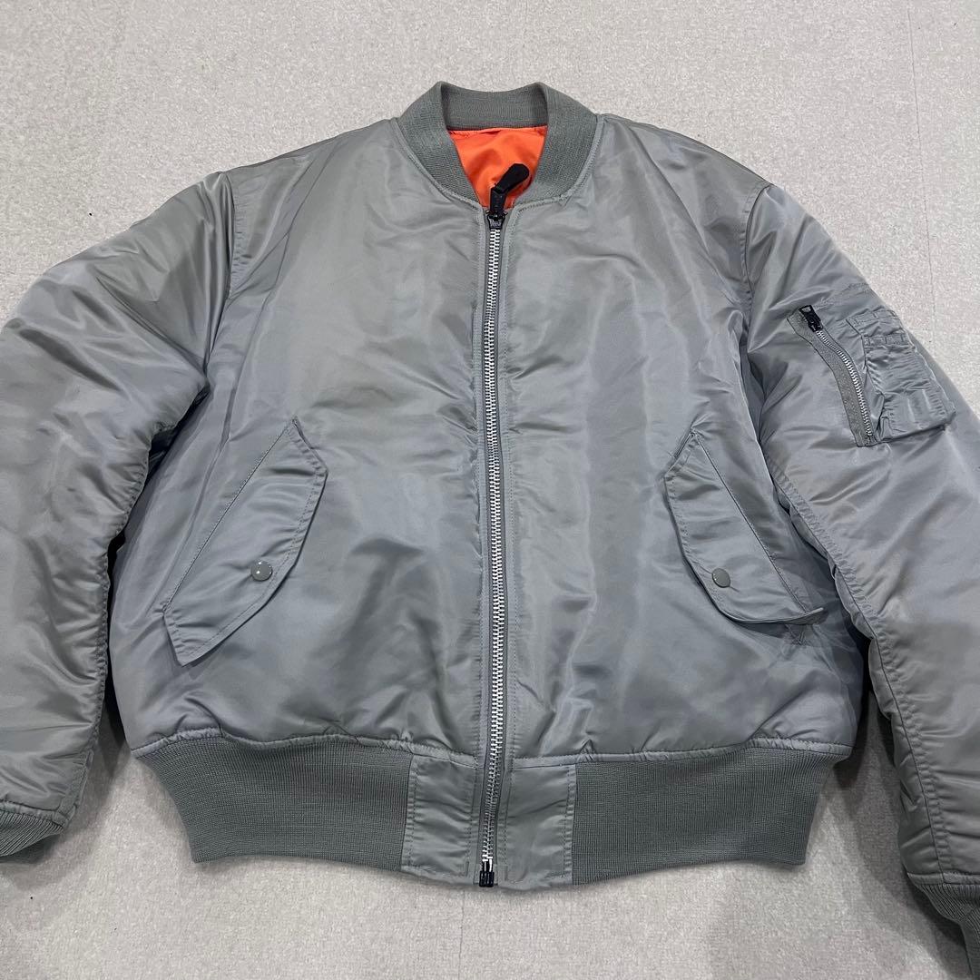 シルバー　MA-1 フライトジャケット　【美品】ALPHA 短丈　XL