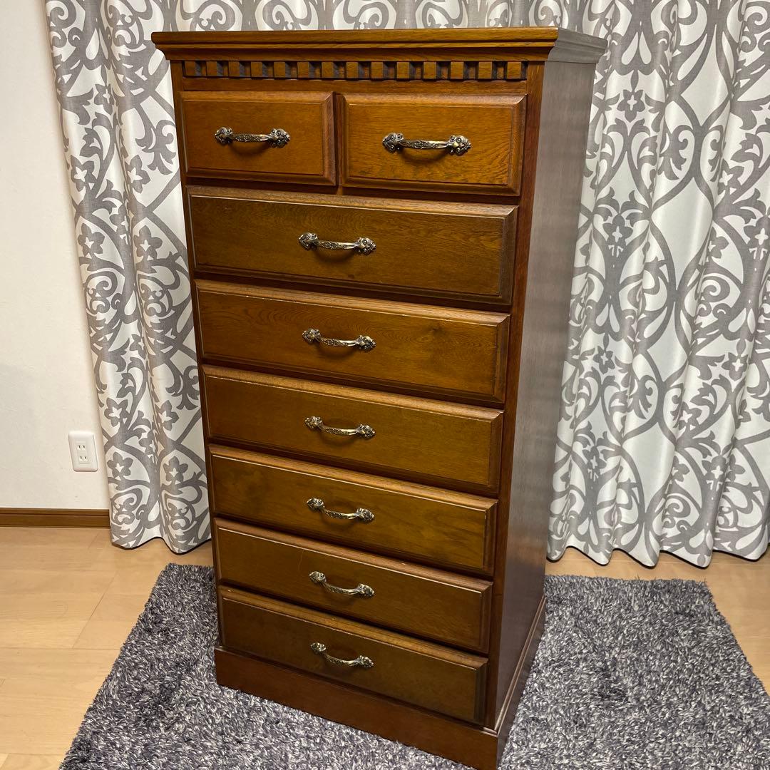 アンティーク　ハイチェスト７段