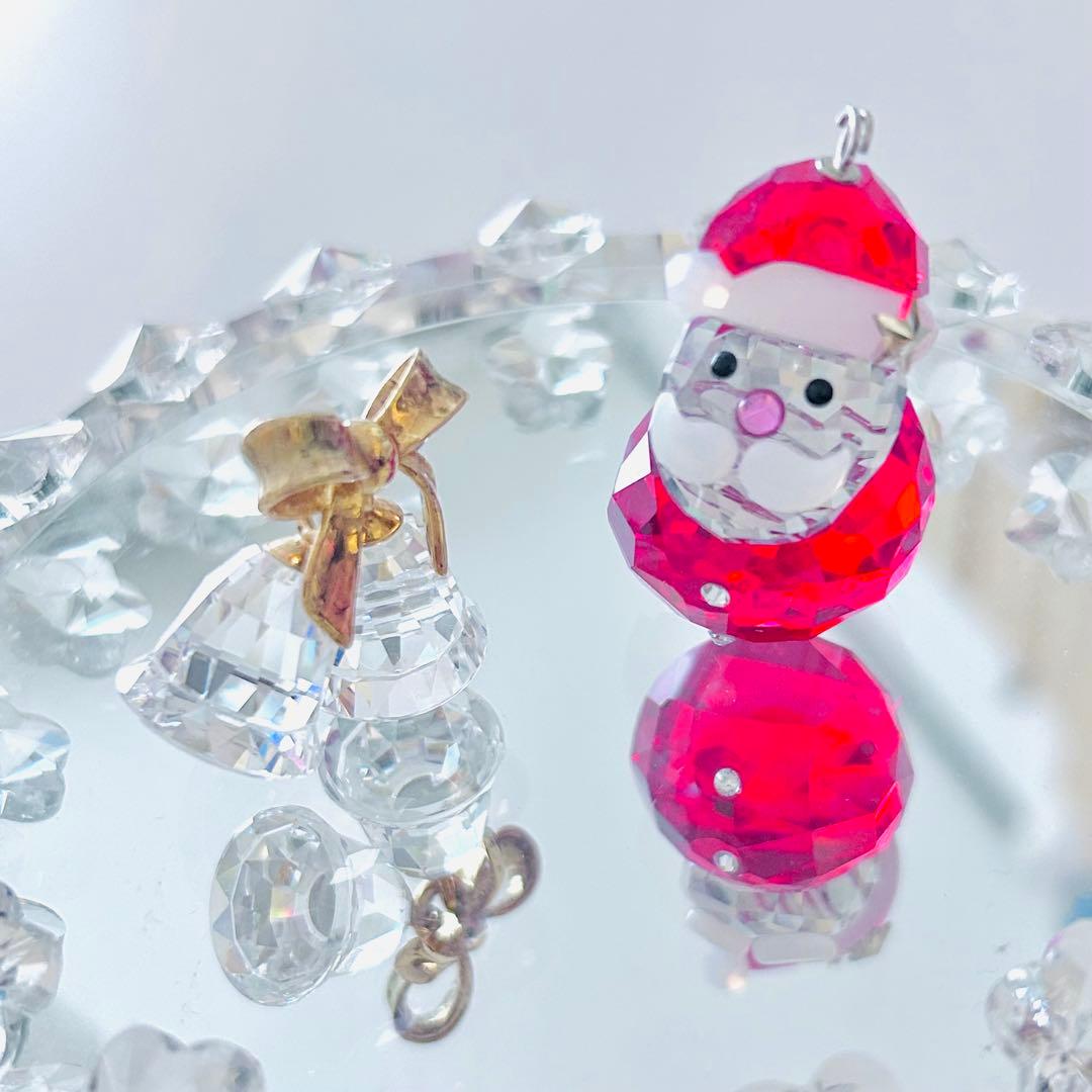 673【星付帽子★ピンク鼻】廃盤ロッキングサンタ♡クリスマス／SWAROVSKI