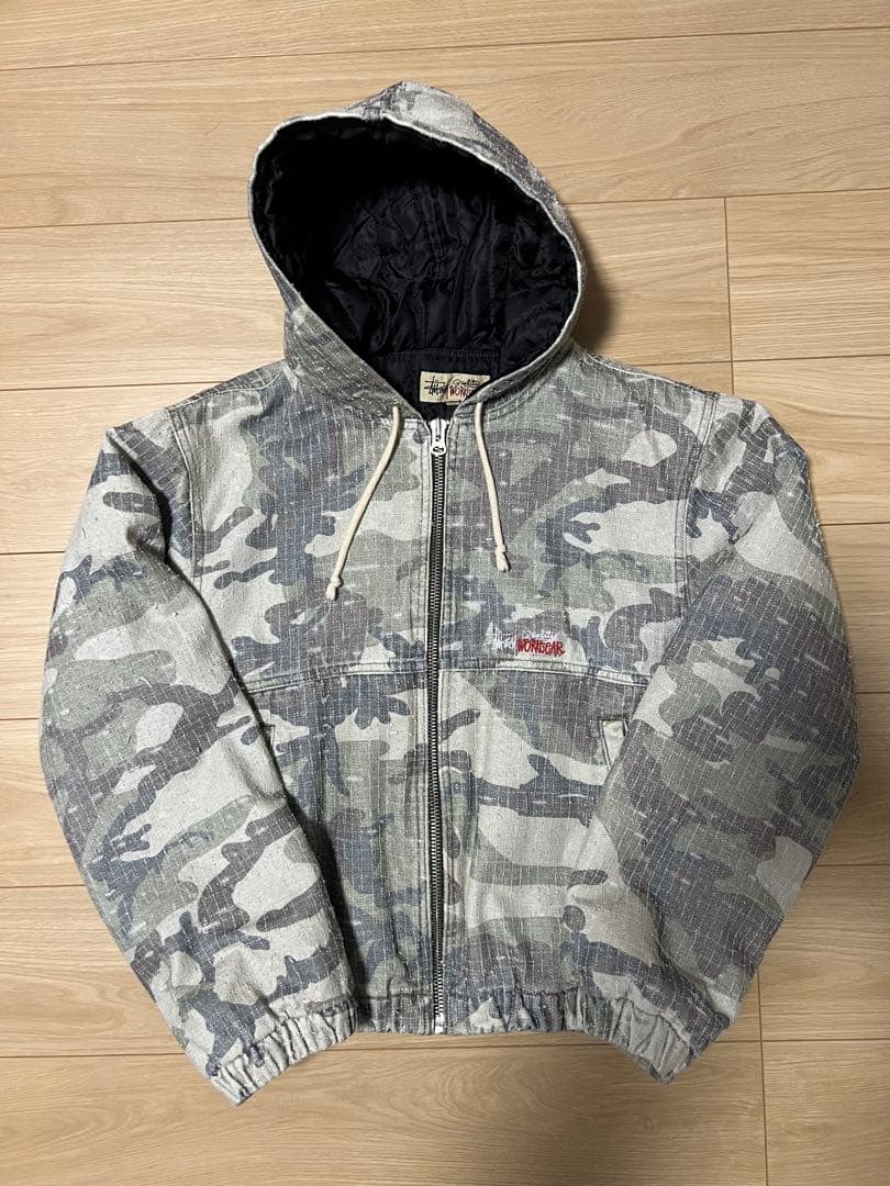 ジャケット・アウター STUSSY WORKJACKETCAMO CANVAS NEEDLEPUNCH