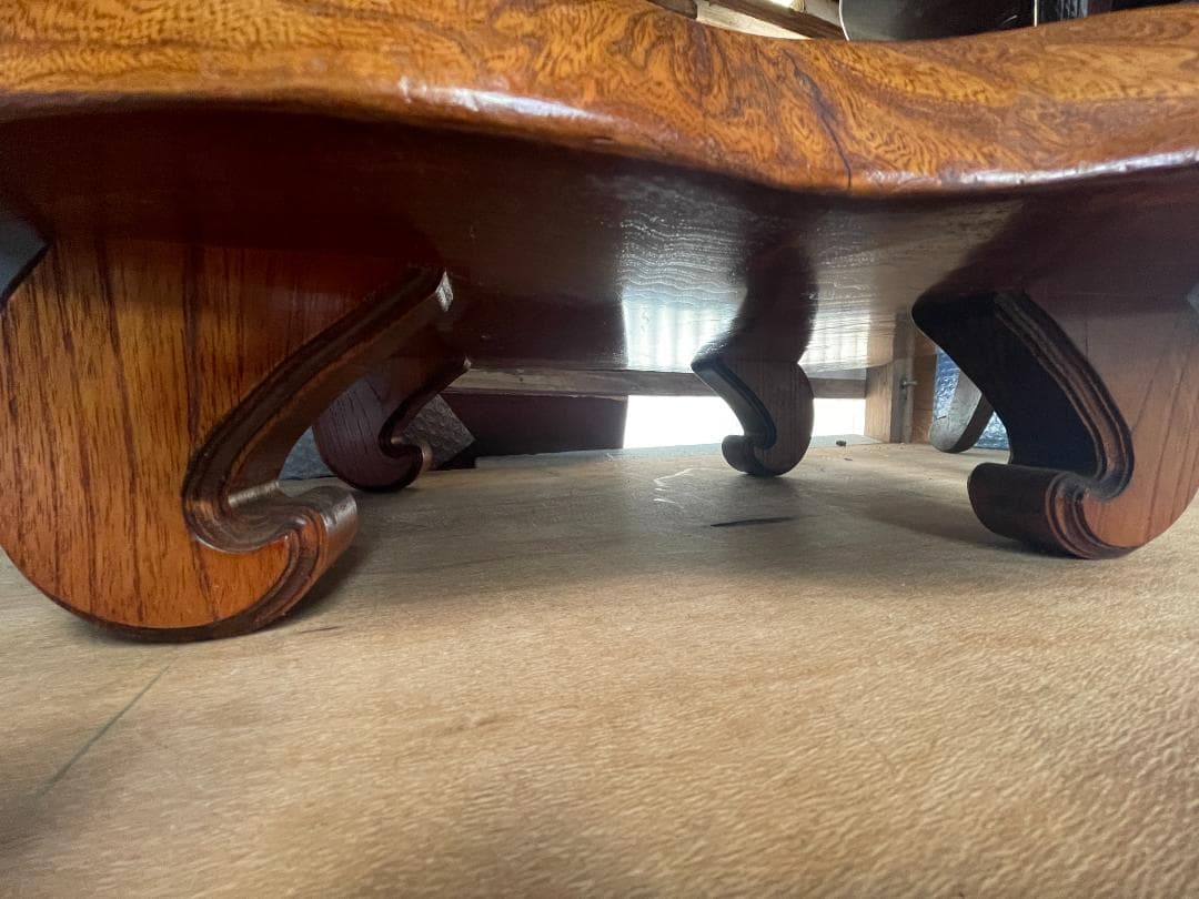 ちゃぶ台　猫足　木目　一枚板　アンティーク 　02c28