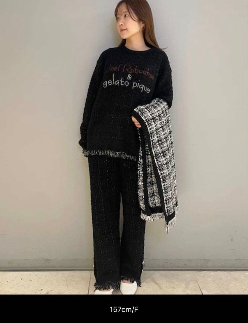 【JOEL ROBUCHON】ツイードモコプルオーバー ブラック
