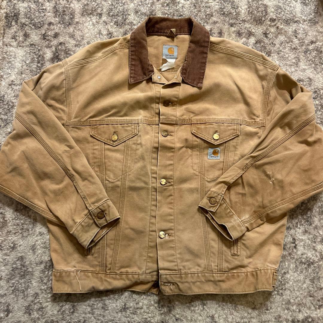 カーハート　ダックジャケット　Gジャン型　襟コーデュロイ　ビッグシルエット　XL