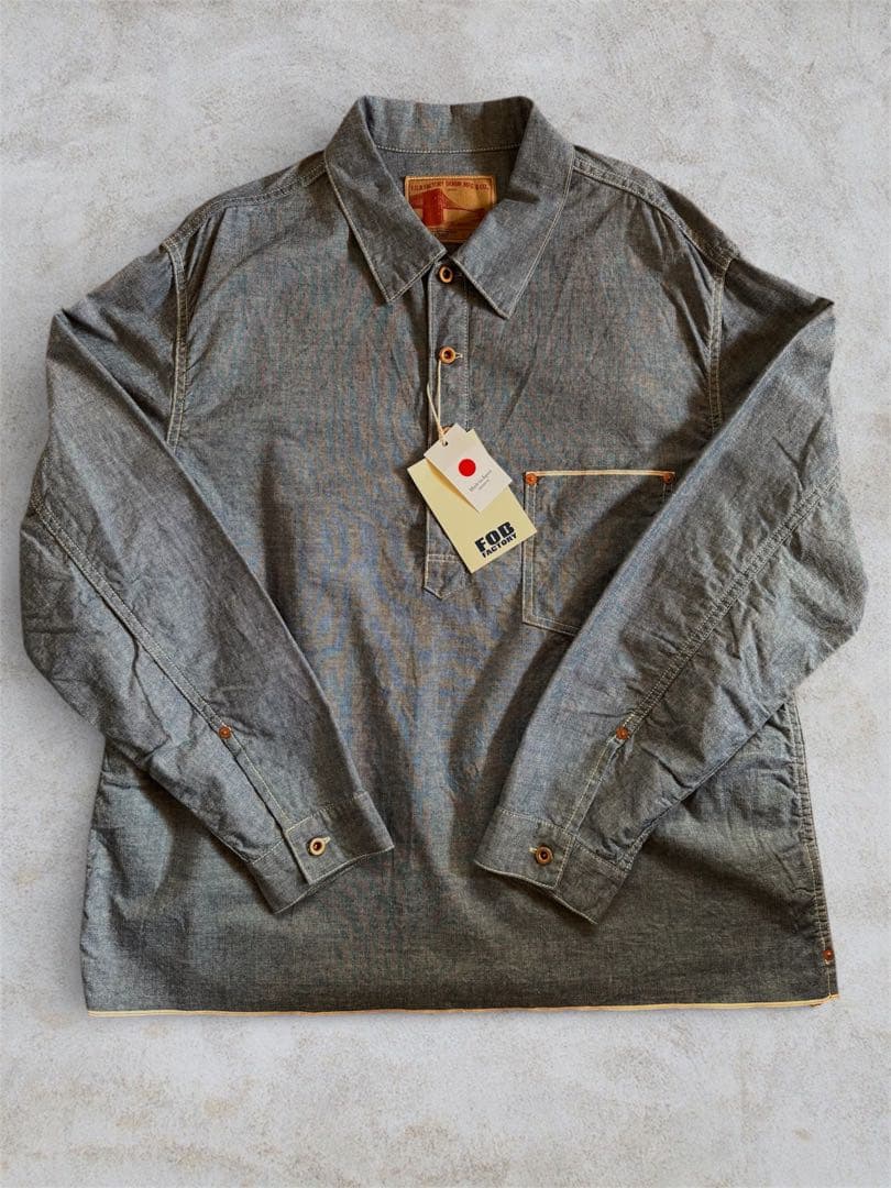 【新品タグ付】FOBファクトリー シャンブレーシャツ プルオーバー 44XL相当