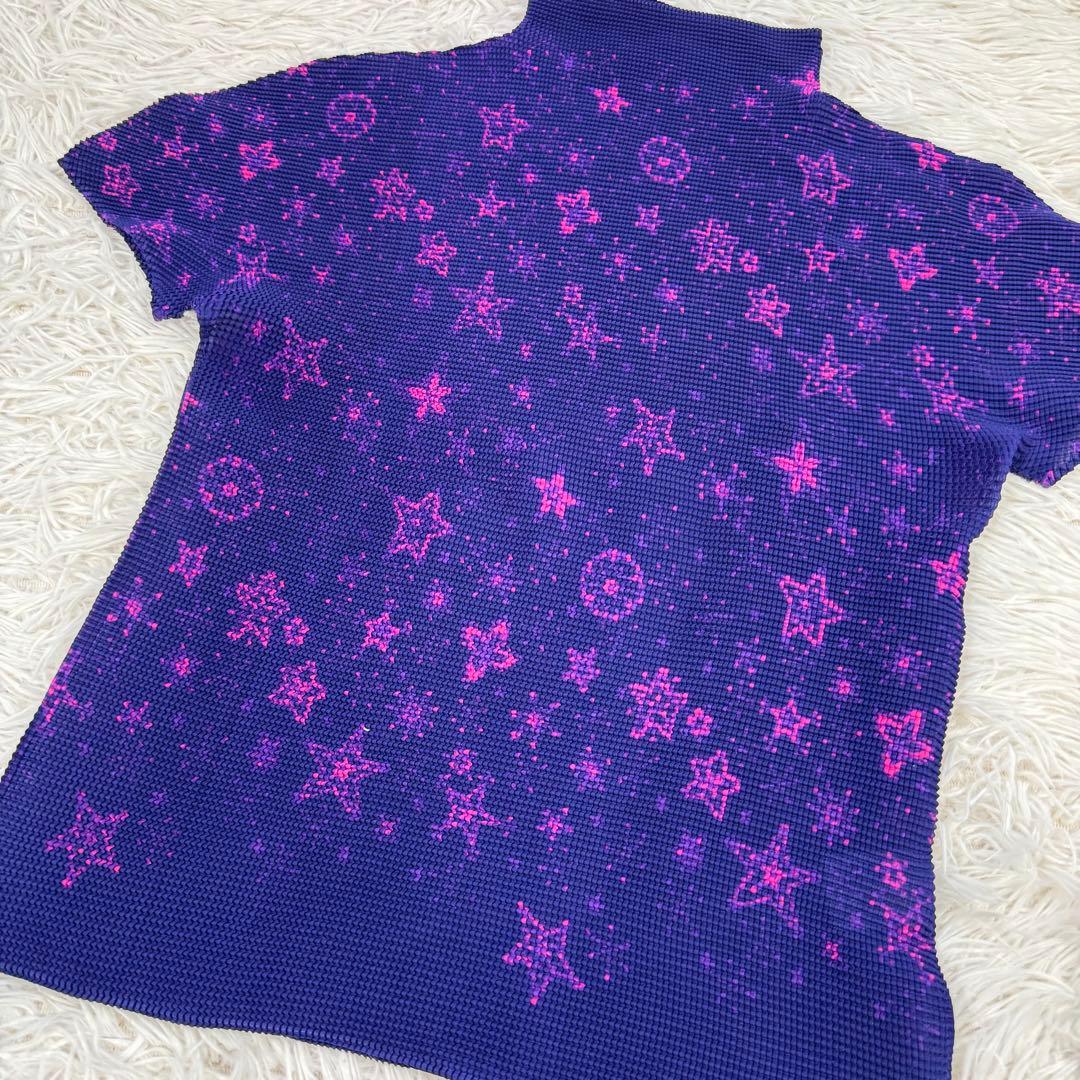 【人気】issey miyake me 半袖シャツ　ワッフル　総柄　フリーサイズ