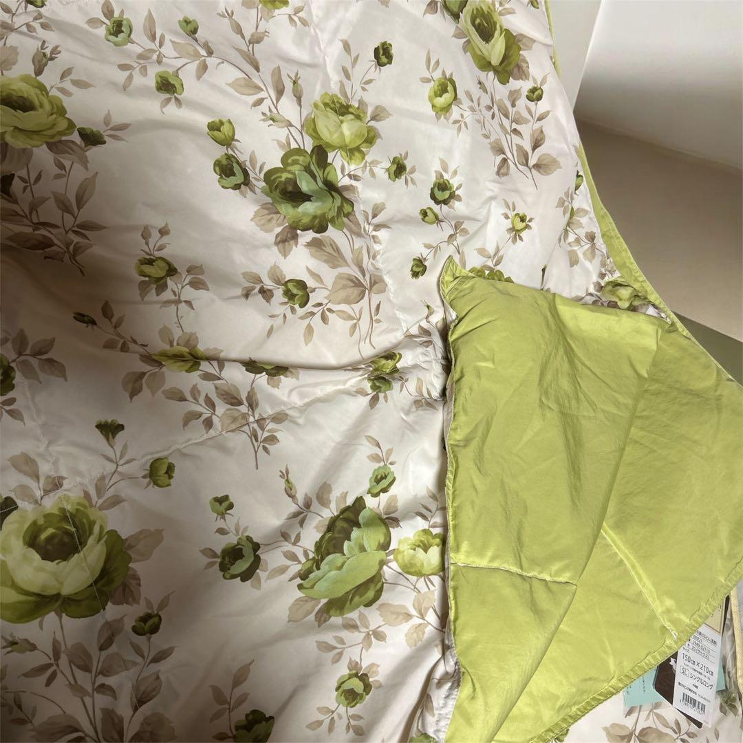西川リビング 大花柄 羽毛薄掛け布団 開封未使用②フランス産 ホワイトダック使用