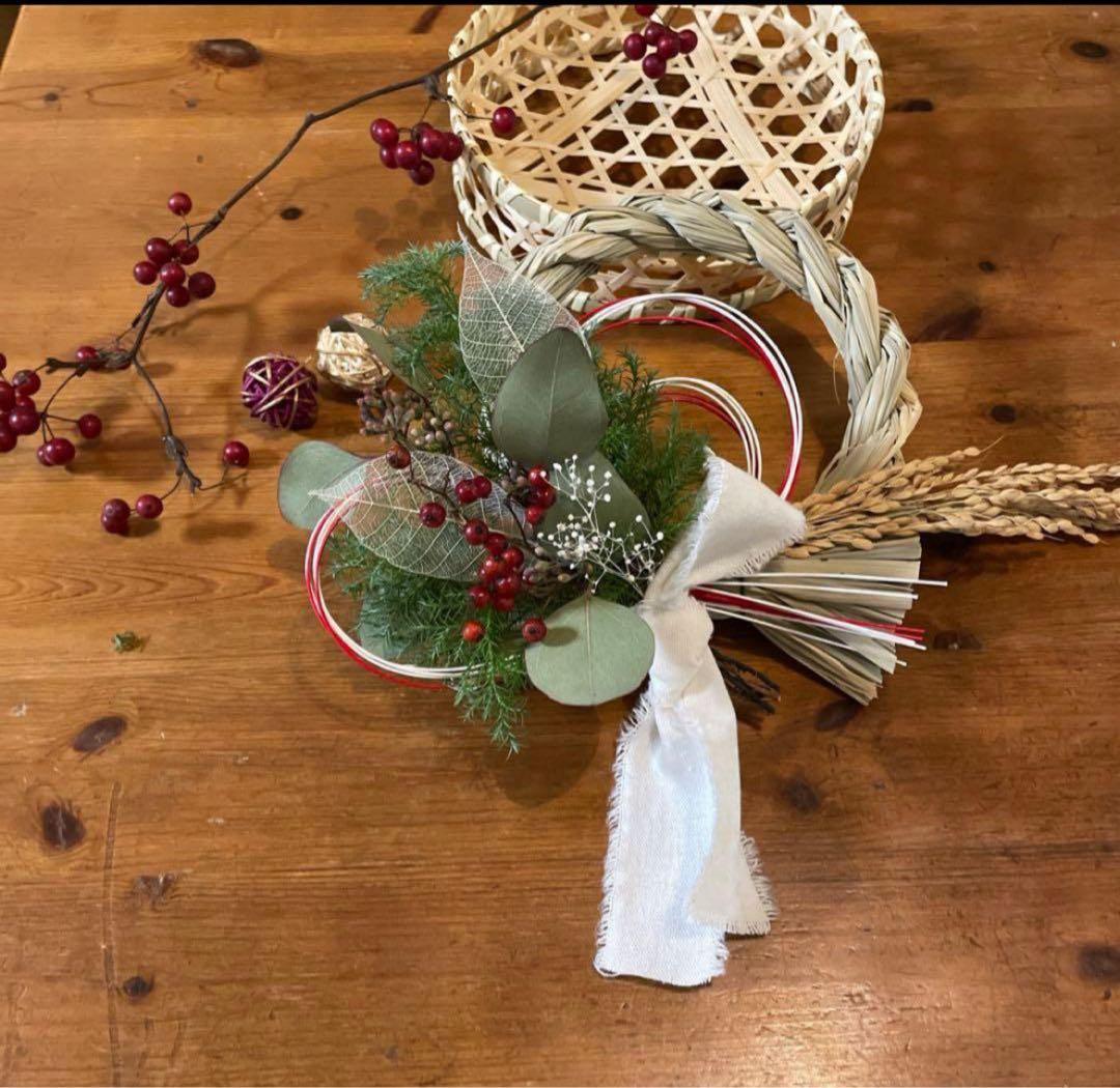 2wey お正月飾り　しめ縄　しめ飾り　玄関飾り　ドライフラワー　ハンドメイド
