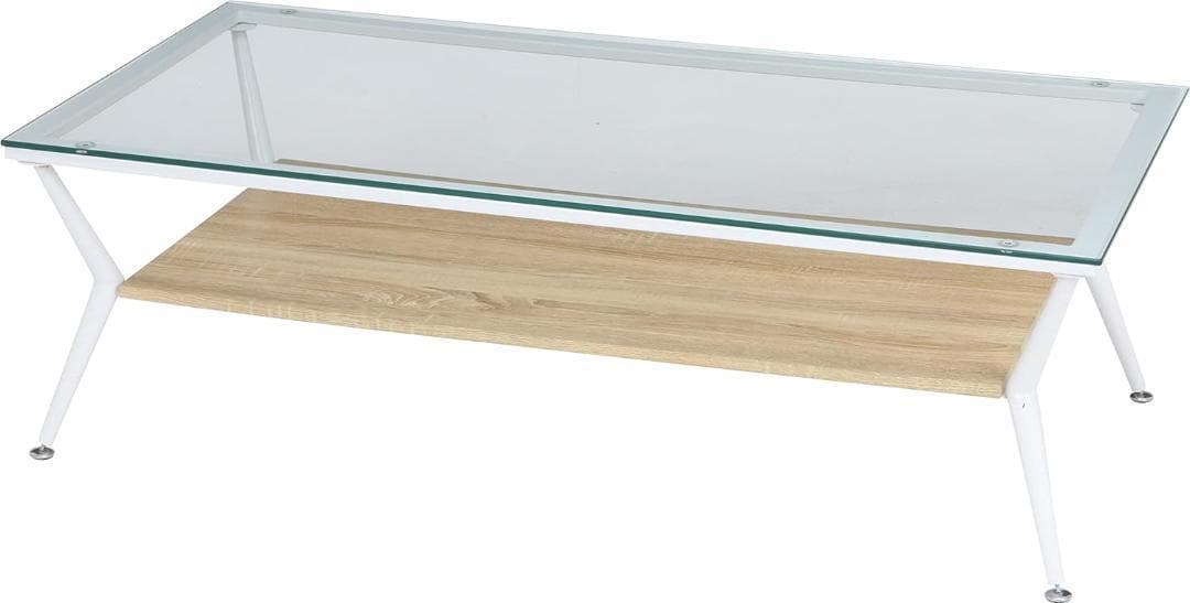 不二貿易 ガラスリビングテーブル クレア 幅120 ナチュラル 96228